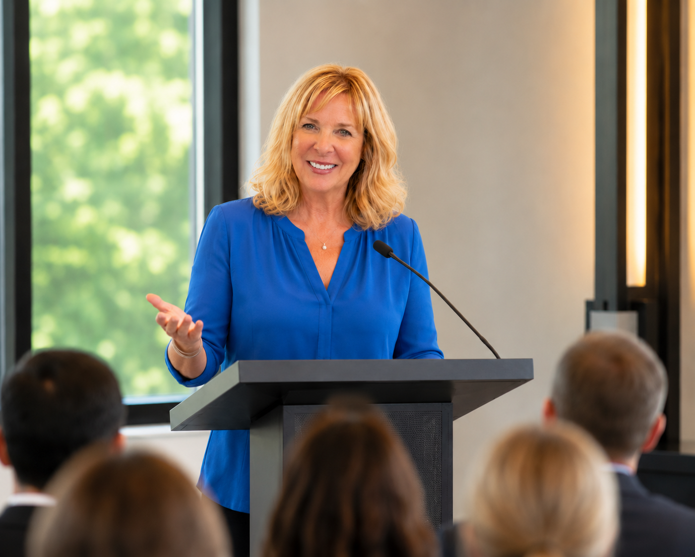 Paula Van Vleck speaking at a professional event